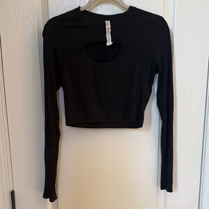 Lululemon Black Long Sleeve Cutout Top